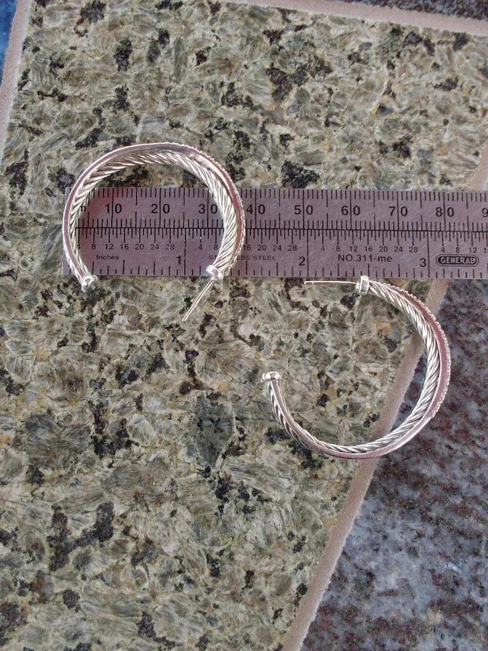 Retired - David Yurman Diamond Crossover Hoop Earrings - 1.5 inches - DY Backs
